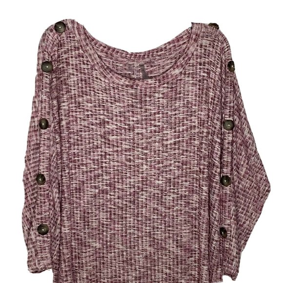 NWT Silverwear 3X Sweater Top Tunic Purple Textured Knit Stretch Stripe Buttons - Picture 4 of 10